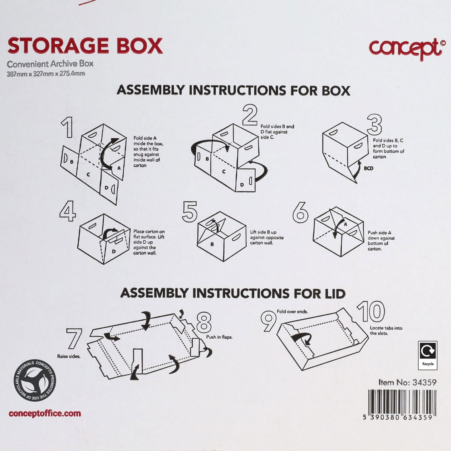 Concept Archive Storage Box Pack of 10 - Red - ABC School Supplies