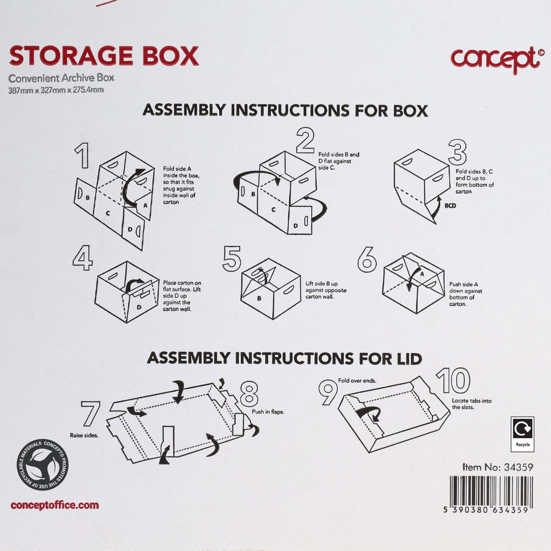 Concept Archive Storage Box Pack of 10 - Red - ABC School Supplies