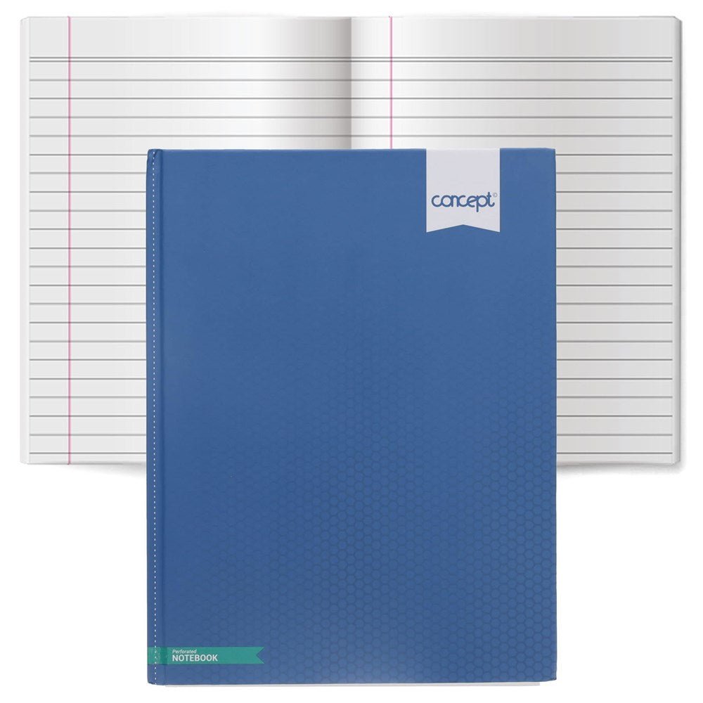 Concept Blue A4+ 160pg Perforated Pages Hardcover Notebook - ABC School Supplies