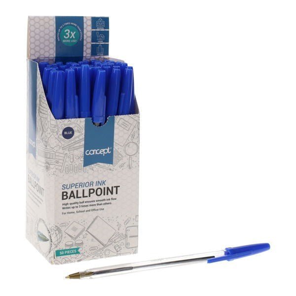 Concept Box of 50 Value Ballpoint Pens - ABC School Supplies