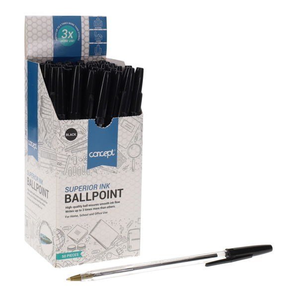 Concept Box of 50 Value Ballpoint Pens - ABC School Supplies
