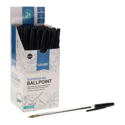 Concept Box of 50 Value Ballpoint Pens - ABC School Supplies