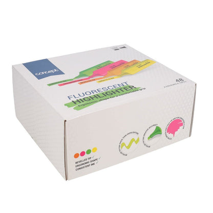 Concept Chisel Tip Highlighters Assorted Pastel Colours - Pack of 48 - ABC School Supplies