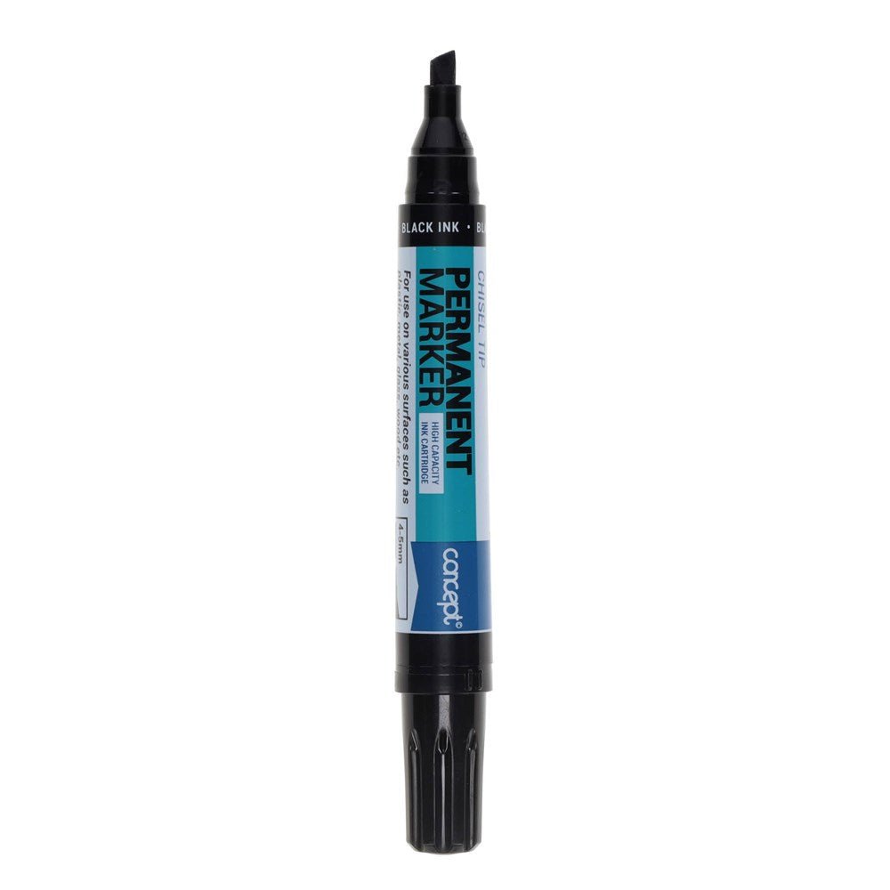Concept Chisel Tip Permanent Marker Pack of 12 – Black - ABC School Supplies