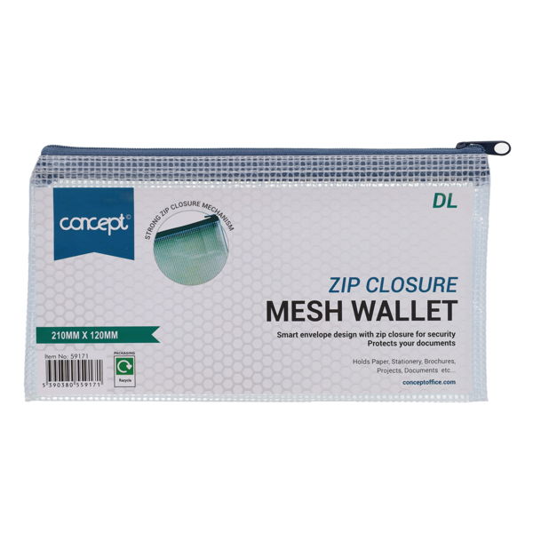 Concept Dl Size Mesh Wallet Clear - ABC School Supplies