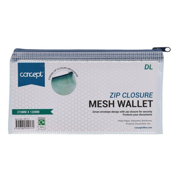 Concept Dl Size Mesh Wallet Clear - ABC School Supplies