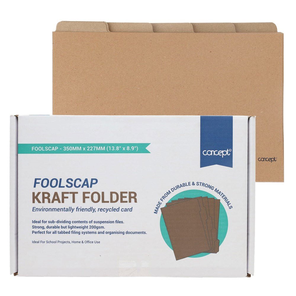 Concept Foolscap Kraft Folder Box of 50 - ABC School Supplies