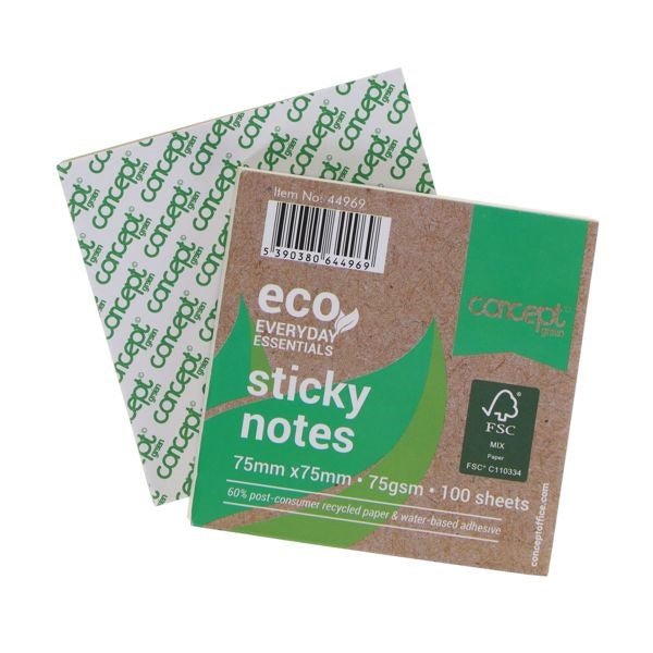 Concept Green 75X75mm Sticky Notes 100 Sheets - ABC School Supplies