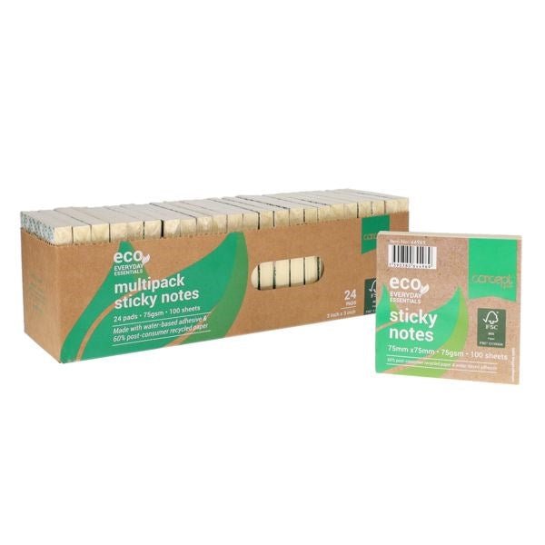Concept Green 75X75mm Sticky Notes 100 Sheets - ABC School Supplies