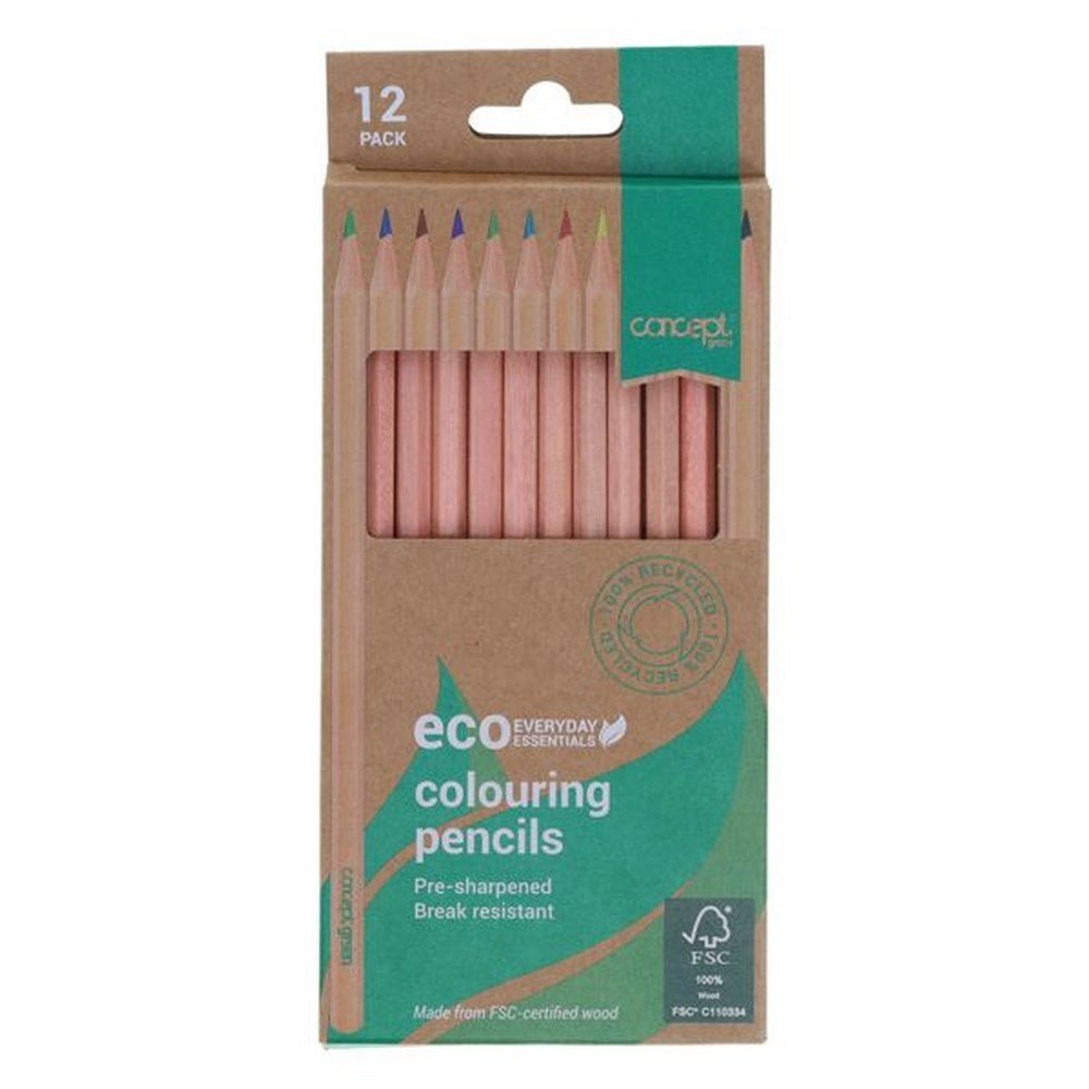 Concept Green Colouring Pencils Pack of 12 - ABC School Supplies