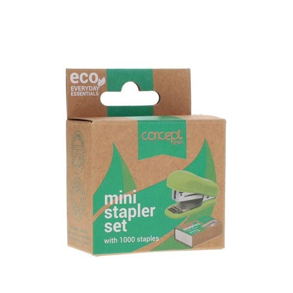 Concept Green Mini Stapler Set With 1000 X 26/6 Staples - ABC School Supplies
