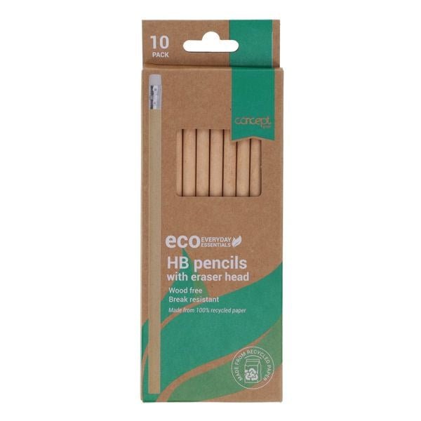 Concept Green Pkt.10 Hb Pencils With Eraser Head - ABC School Supplies