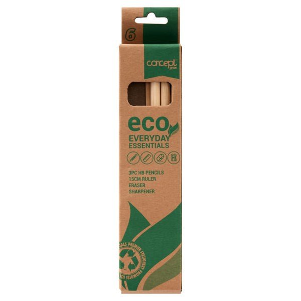 Concept Green Pkt.3 Hb Pencil With Eraser Ruler & Sharpener - ABC School Supplies