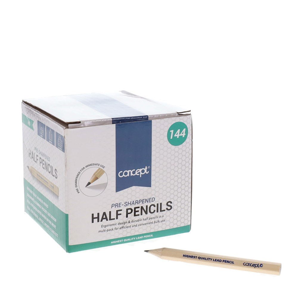 Concept HB Half Pencils Box of 144 - ABC School Supplies