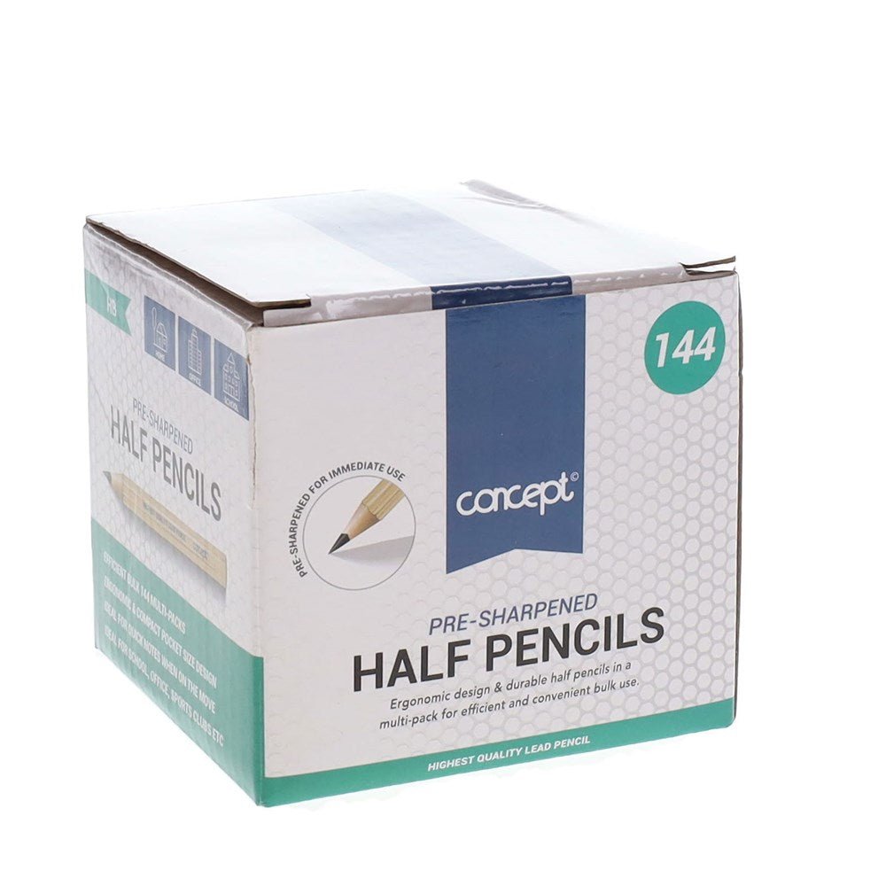 Concept HB Half Pencils Box of 144 - ABC School Supplies