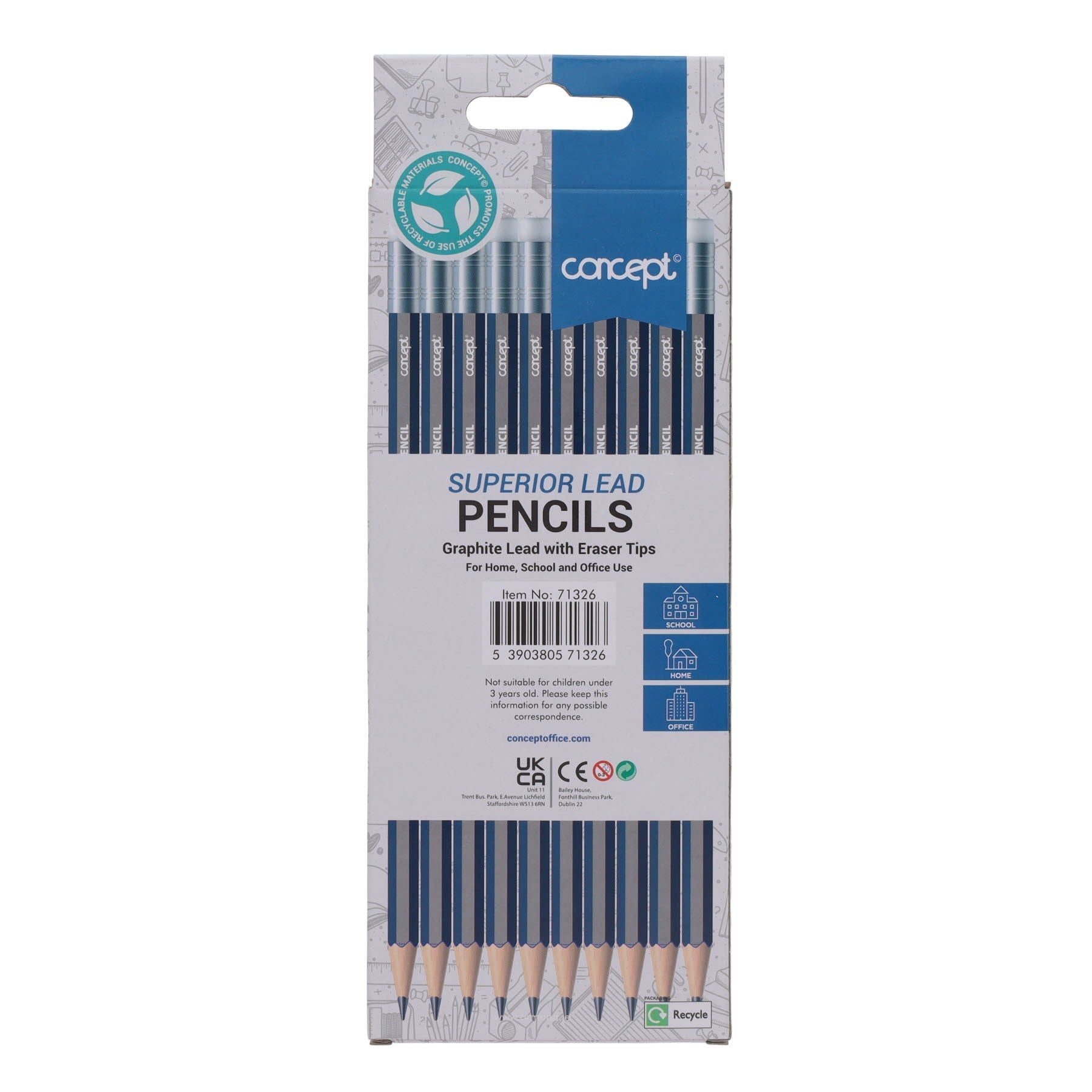 Concept Hb Rubber Tipped Pencils Pack Of 10 - ABC School Supplies