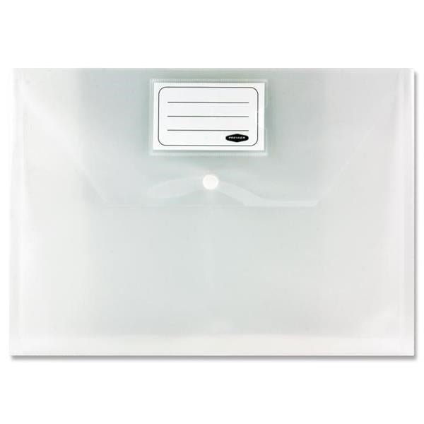 Concept Pack of 5 A4 Clear Button Wallets - ABC School Supplies