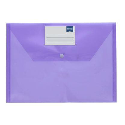 Concept Pack of 5 A4 Clear Coloured Button Wallets - ABC School Supplies