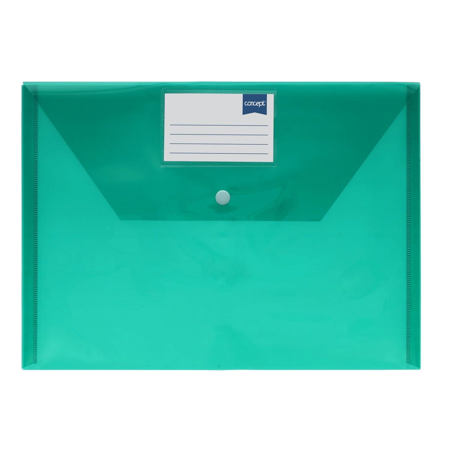 Concept Pack of 5 A4 Clear Coloured Button Wallets - ABC School Supplies
