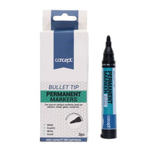 Concept Permanent Markers Bullet Tip - Black Pack of 3 - ABC School Supplies