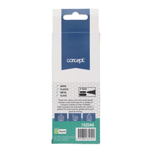 Concept Permanent Markers Bullet Tip - Black Pack of 3 - ABC School Supplies