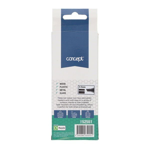 Concept Permanent Markers Chisel Tip - Black Pack of 3 - ABC School Supplies