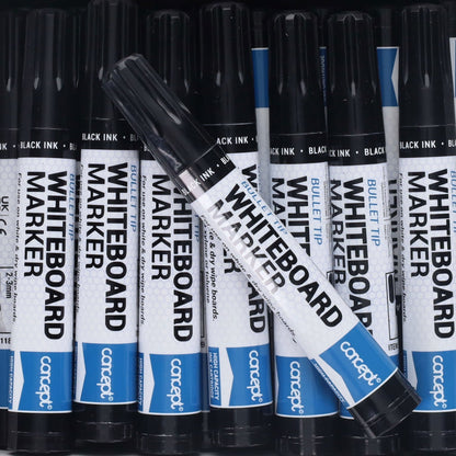 Concept Teacher Whiteboard Markers (Black) Bullet Tip Box of 48 - ABC School Supplies