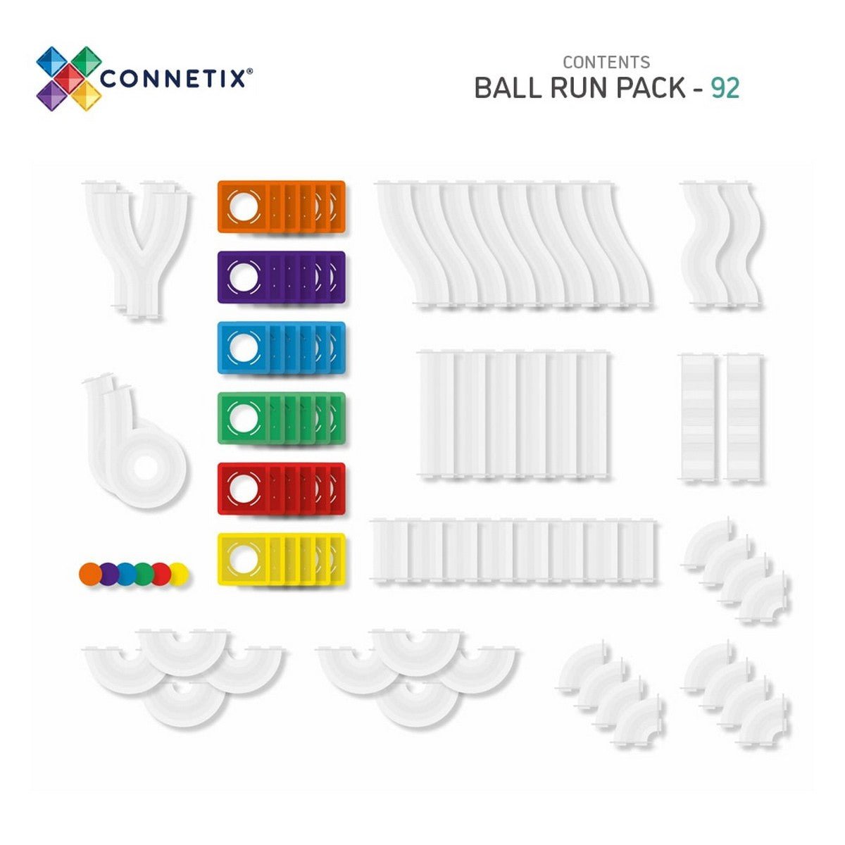Connetix Rainbow Ball Run Pack of 92 pcs - ABC School Supplies