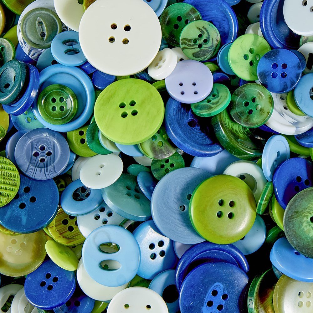 Craft Buttons 500g Cool Colours Classpack - ABC School Supplies