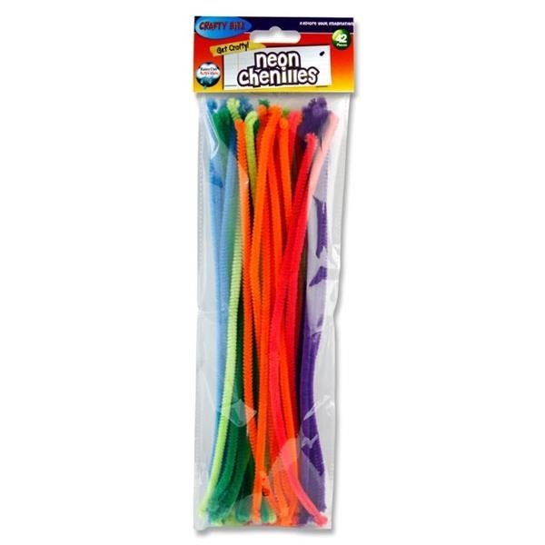 Craft Chenille Pipe Cleaners 12″ Neon Colours Pack of 42 - ABC School Supplies