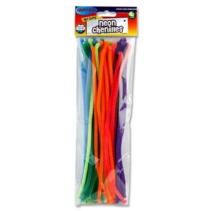 Craft Chenille Pipe Cleaners 12″ Neon Colours Pack of 42 - ABC School Supplies