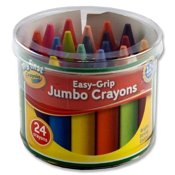 Crayola Easy - Grip Jumbo Crayons Tub Of 24 - ABC School Supplies