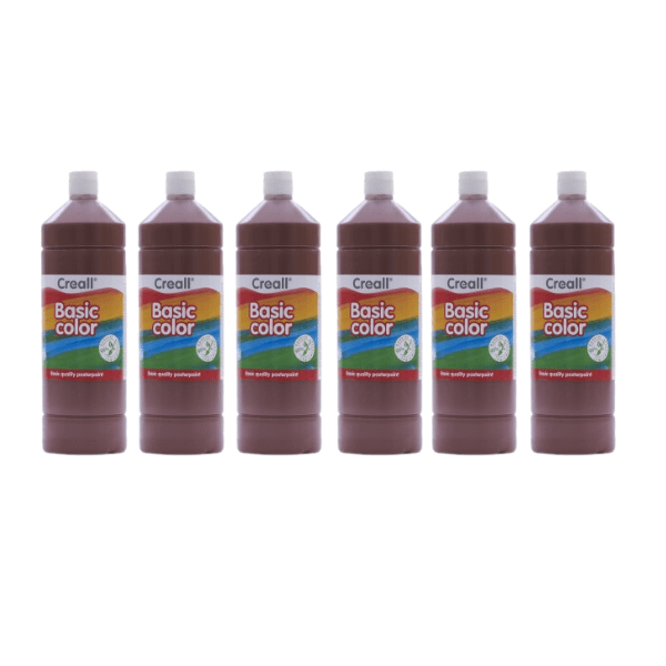 Creall 1 Litre X 6 Bottle Poster Paint - Brown - ABC School Supplies
