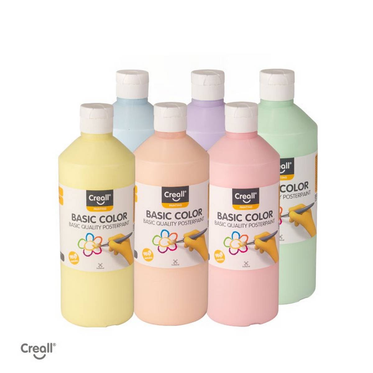 Creall 500Ml 6 X Bottles Poster Paint Pastel Colours - ABC School Supplies