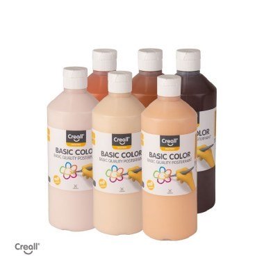 Creall Paint 500Ml - Skin Tone Assorted Set of 6 - ABC School Supplies