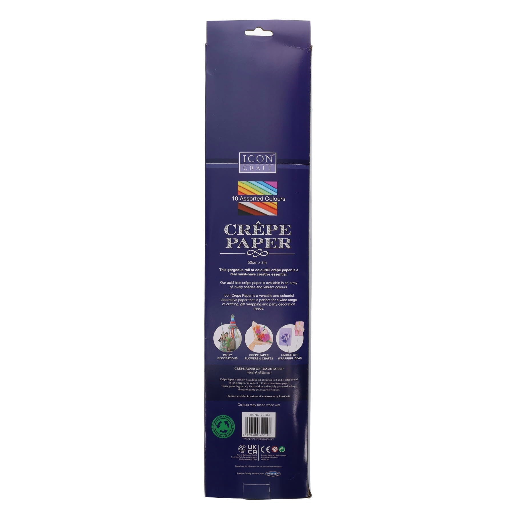 Crepe Paper Assorted Pack Of 10 50cm X 2M - ABC School Supplies