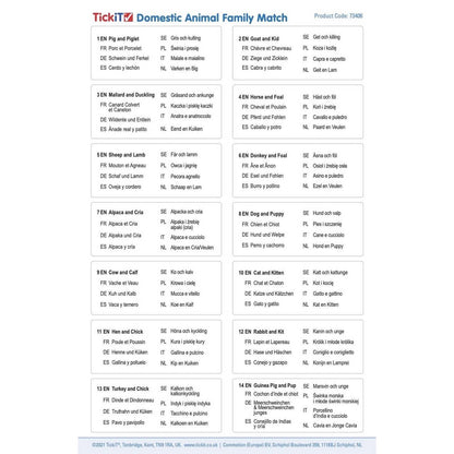 Domestic Animal Family Match - ABC School Supplies