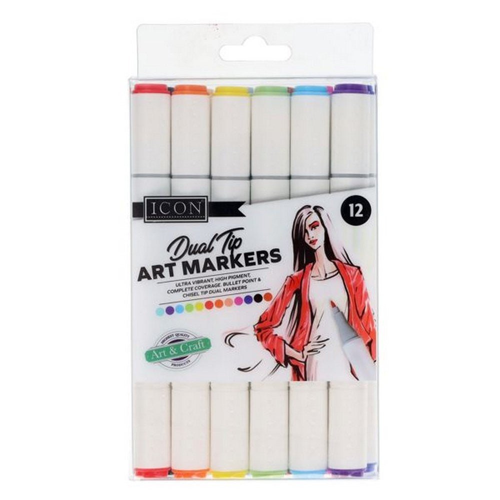 **Dual Tip Art Markers Pack Of 12 - ABC School Supplies