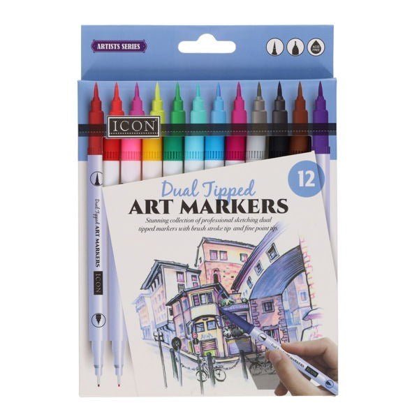 Dual Tipped Art Markers Pack of 12 - ABC School Supplies