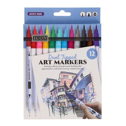 Dual Tipped Art Markers Pack of 12 - ABC School Supplies