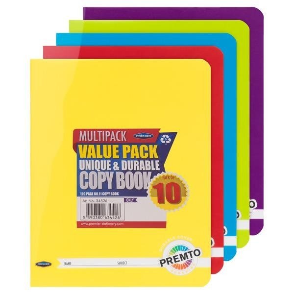 Durable Cover No 11 120 Page Copy Book - Pack of 10 - ABC School Supplies