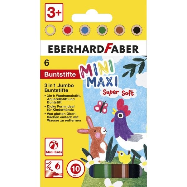**Eberhard Faber 3 - In - 1 Colouring Pencil 6 Pack - ABC School Supplies