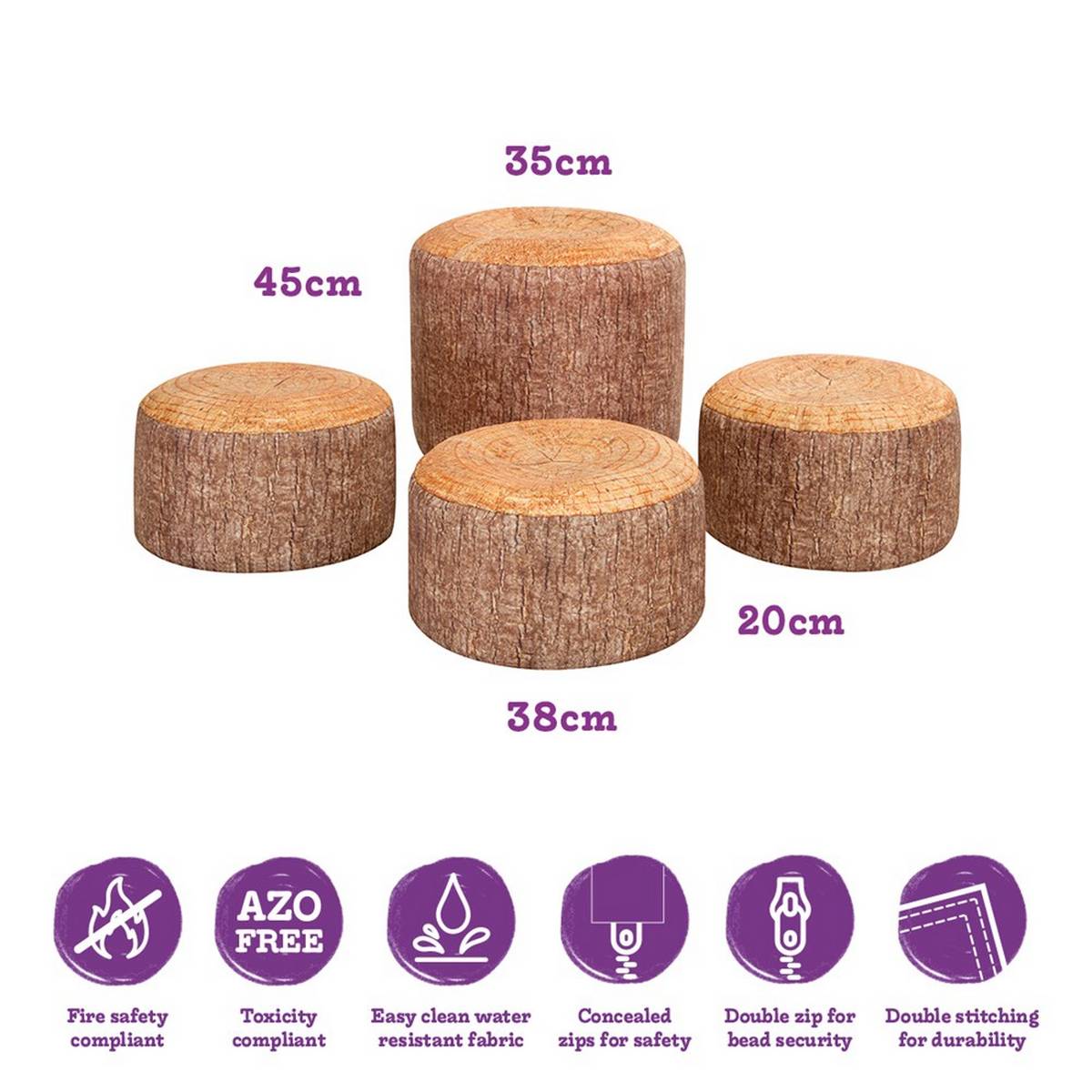 Eden Learning Learn About Nature Teacher Tree Stump Stools - Pack Of 4 - ABC School Supplies