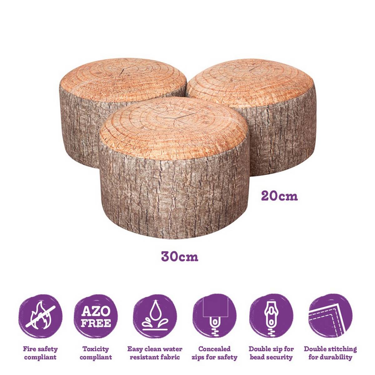 Eden Learning Learn About Nature Tree Stump Stools - Set Of 3 - ABC School Supplies