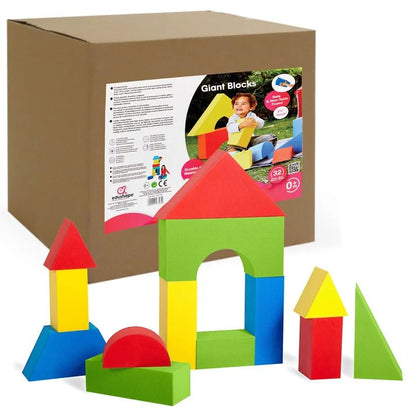 Edushape Coloured Edu- Blocks, Giant (32 Pcs) - ABC School Supplies