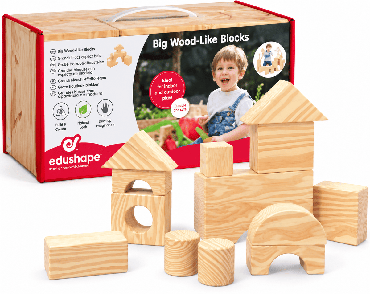 Edushape Wood-Like Edu-Blocks, Big (32 Pcs) - ABC School Supplies