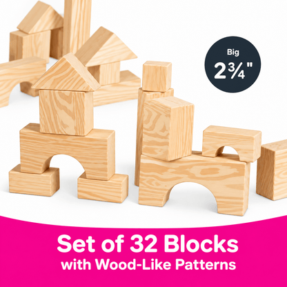Edushape Wood-Like Edu-Blocks, Big (32 Pcs) - ABC School Supplies