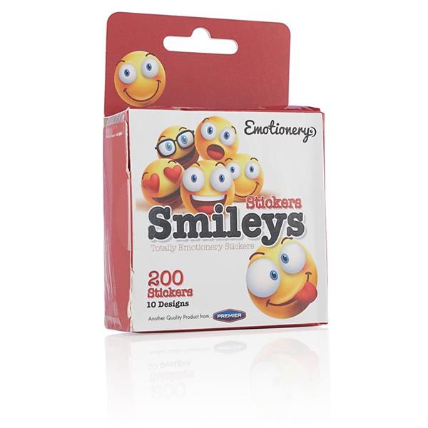 Emotionery Smiley Faces Stickers Roll Of 200 (10 Designs) - ABC School Supplies