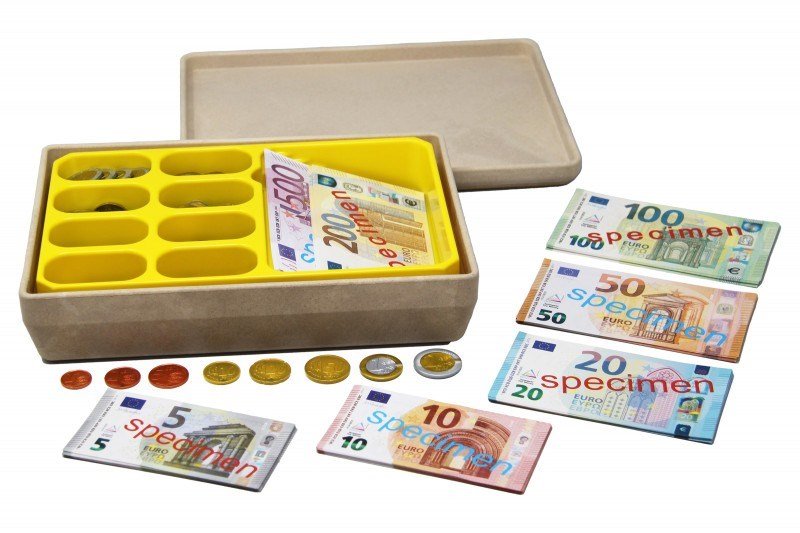 Euro Money Set & Cash Box (130 Notes & 160 Coins) - ABC School Supplies