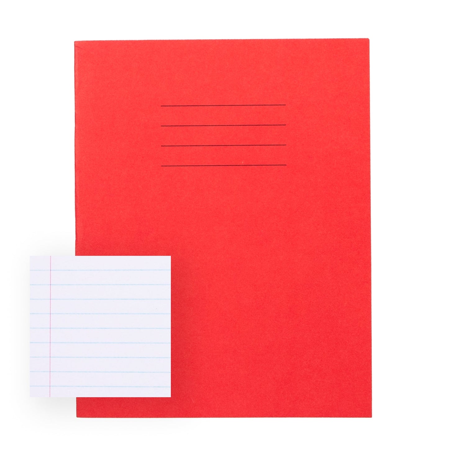 Everyday 9" X 7" Exercise Book 80 Page, 8Mm Ruled With Margin, Red - Pack Of 100 - ABC School Supplies